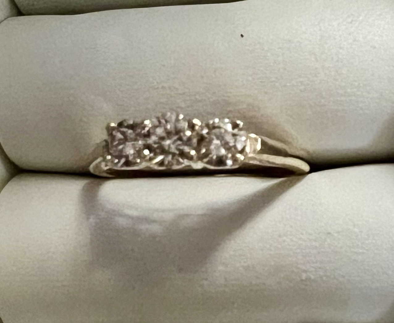 14KY Gold 3-Stone Diamond Ring. Sz 8.25. Approx. 1/2 TCW. 2.48 Grams