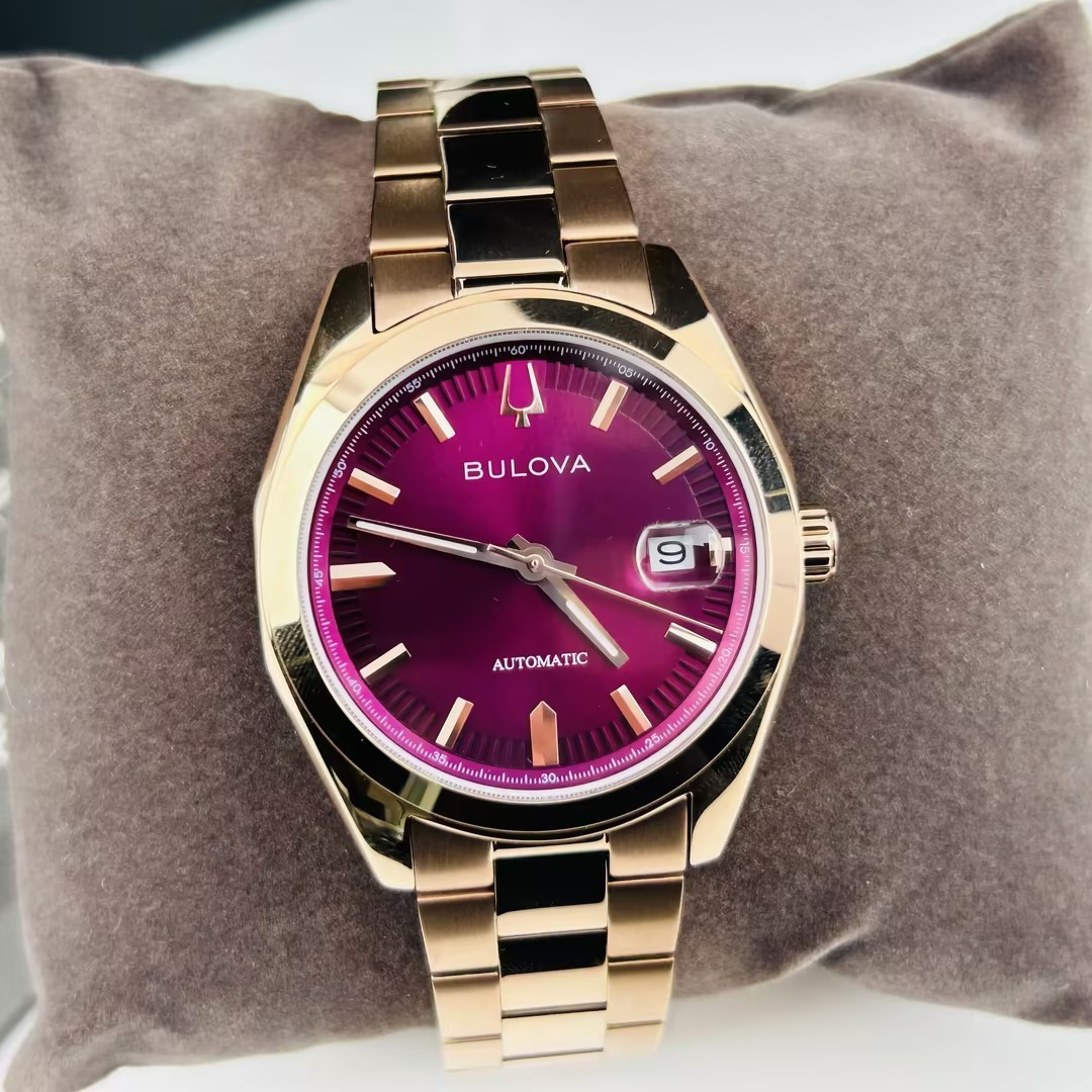 Bulova Classic 97B234 Purple Dial Rose Gold Men’s Watch Surveyor Automatic 39mm
