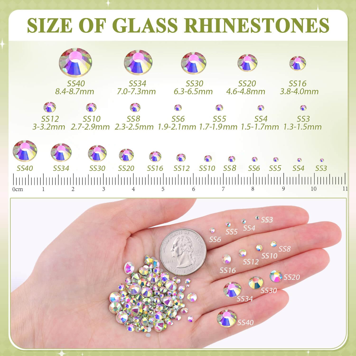 Non Hotfix Crystal Glass Rhinestones Flatback Nail Art Gems 3D Glitter Art Deco