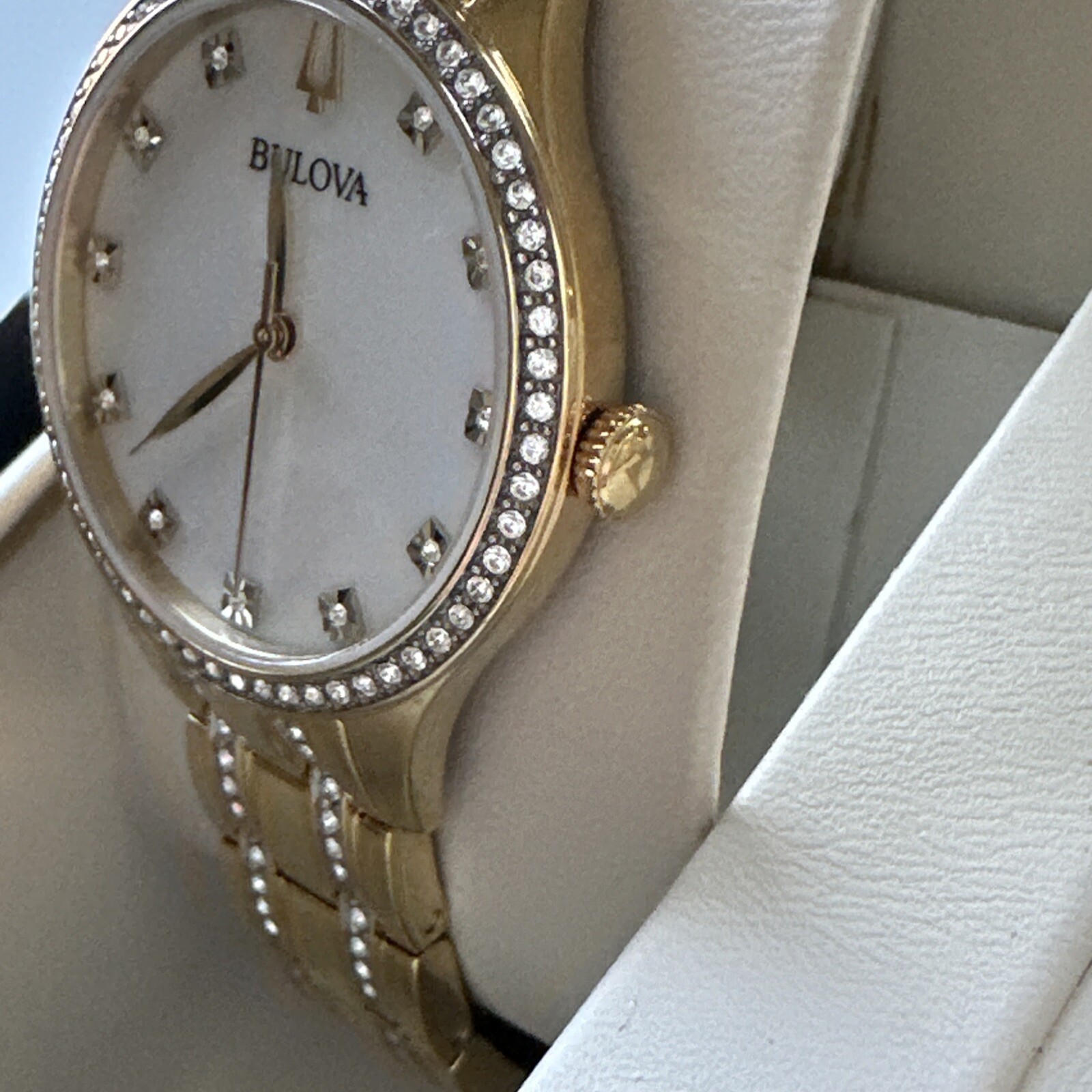 Bulova Box Set with Bangle Bracelets And Crystal Ladies Watch 98X119
