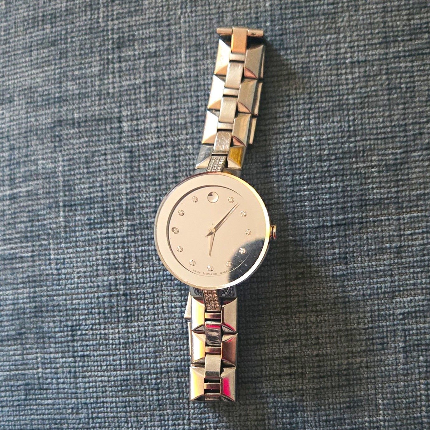 Movado Sapphire Series Diamond Women’s Mirror Dial Swiss Quartz Watch 0606815