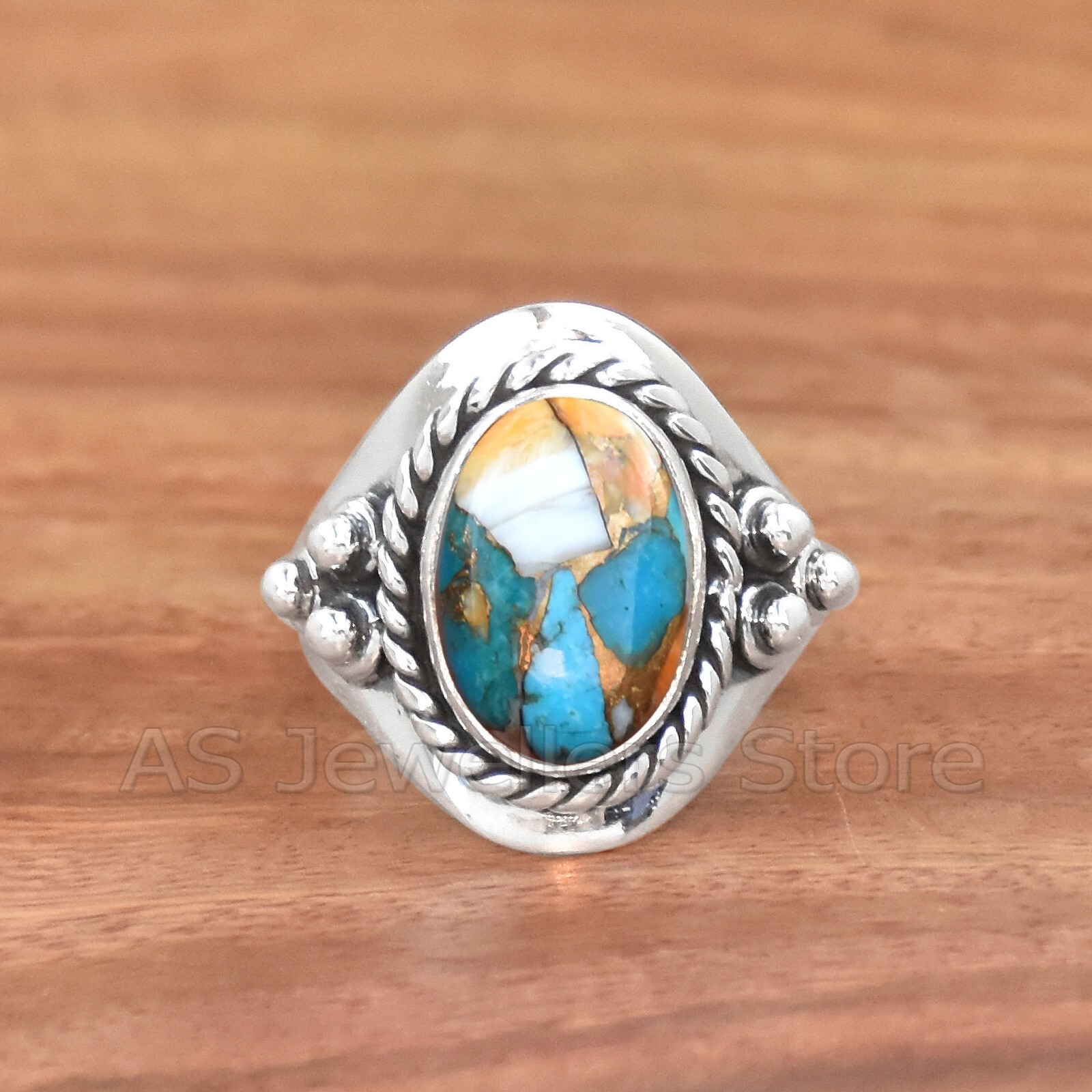 925 Sterling Silver Ring, Oyster Turquoise Ring, Silver Jewelry, Statement Ring
