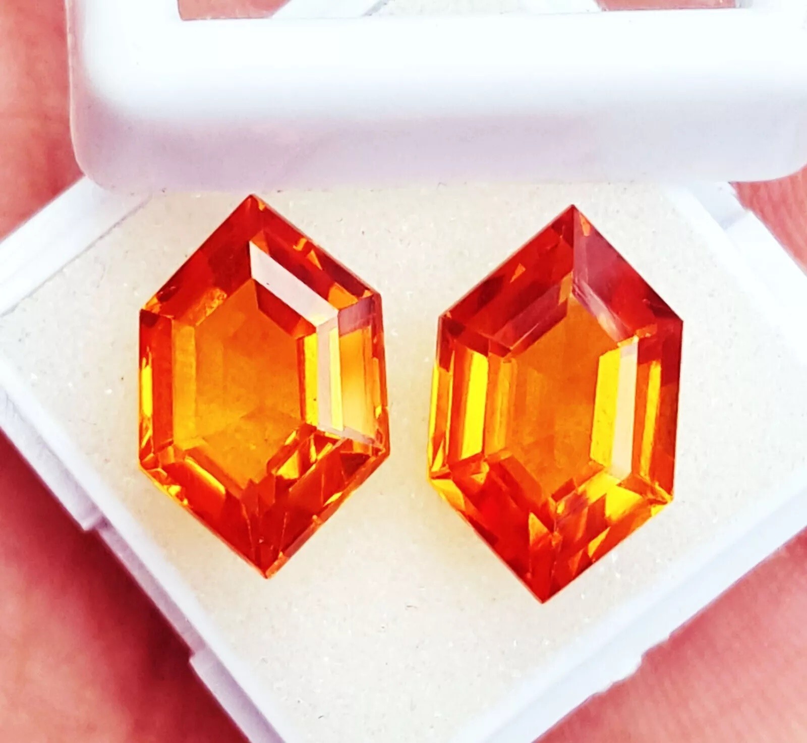 22 Ct Loose Extremely Rare Natural Orange Sapphire Gemstone Certified Pair