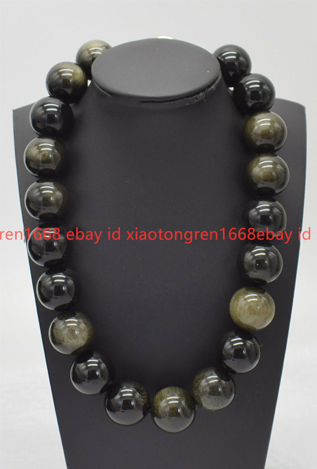 Huge Natural 20mm Gold Obsidian Gemstone Round Beads Jewellry Necklace 16-26in