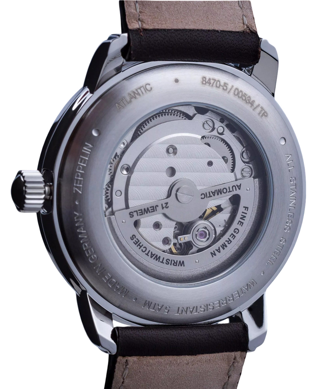 Zeppelin Atlantic Automatic Beige Dial 8470-5 Leather Band Men’s Watch