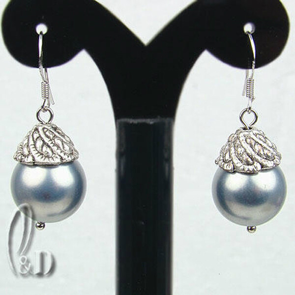 AU STOCK CHIC 12MM LARGE MULTIPLE COLOUR SEA SHELL PEARLS SILVER EARRINGS EA009