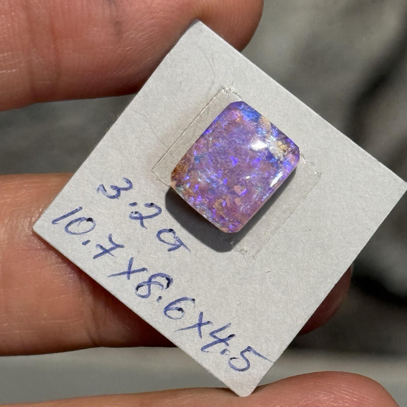 3.2ct 10.7×8.6×4.5mm Australian Boulder Purple Crystal Pipe Opal Cabochon Gem