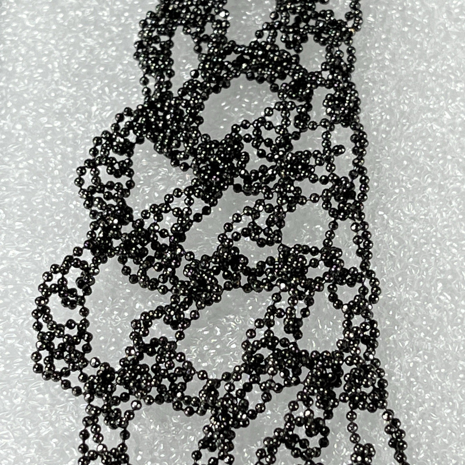 Black Beaded Necklace Lace Netted Vintage Style Choker Bib Gothic Victorian Dark