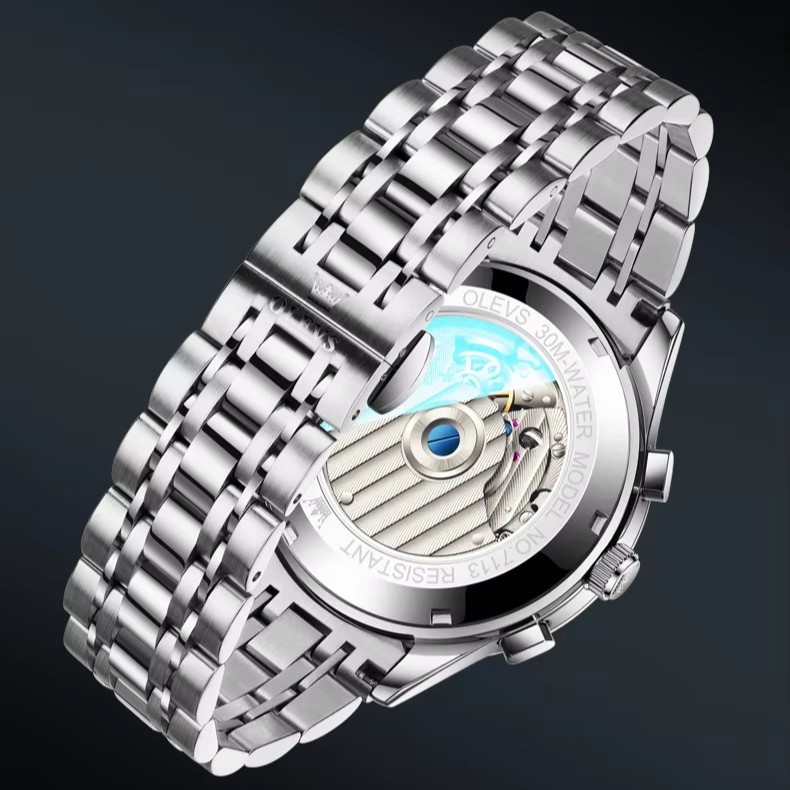OLEVS Moon Phase Automatic Mechanical Watch Business Wristwatch for Men
