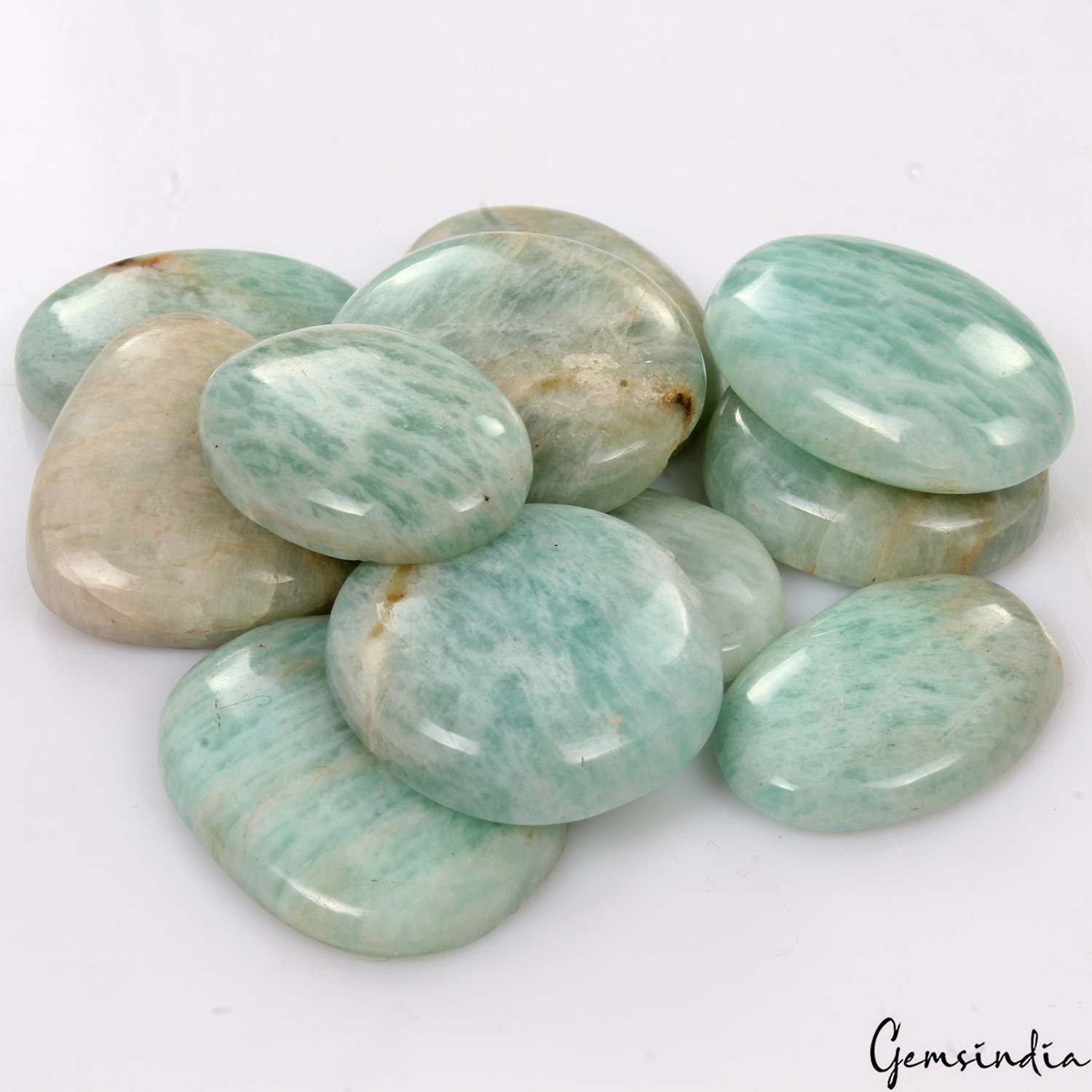 400 Ct Natural Untreated Blue Amazonite Mix Cabochon Loose 25-29mm Gemstones Lot