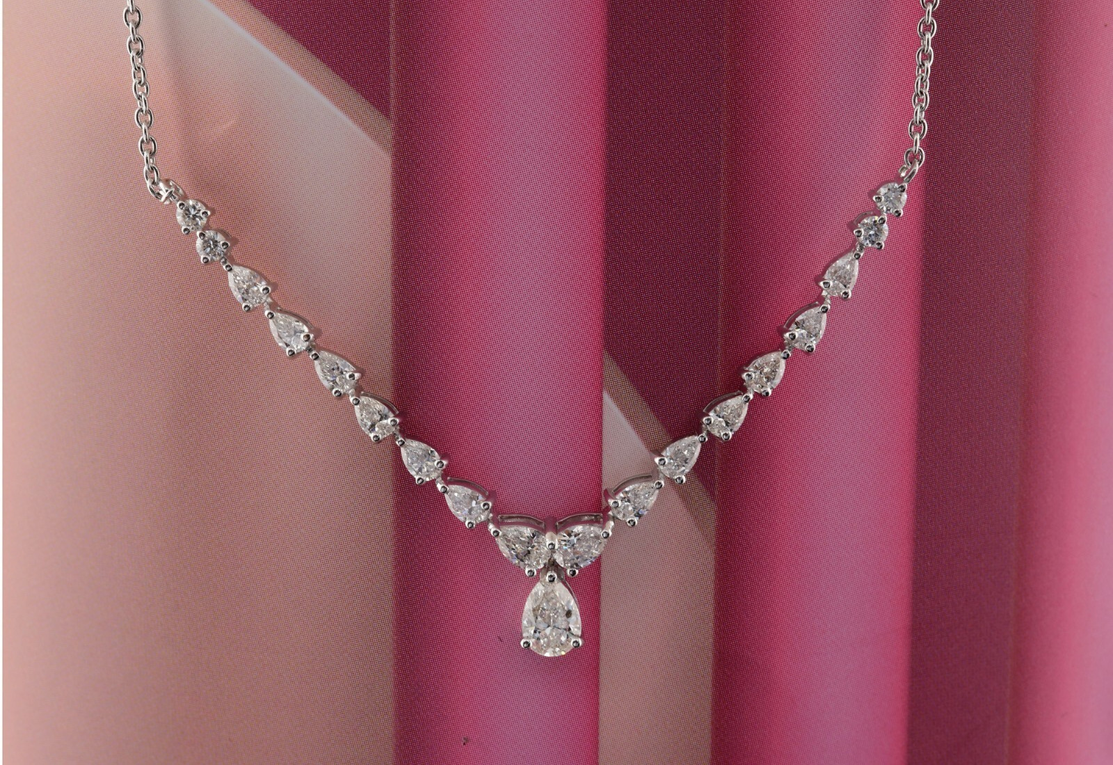 1.50Ct Lab Grown CVD Pear Diamond Necklace 14k White Gold Engagement Jewelry