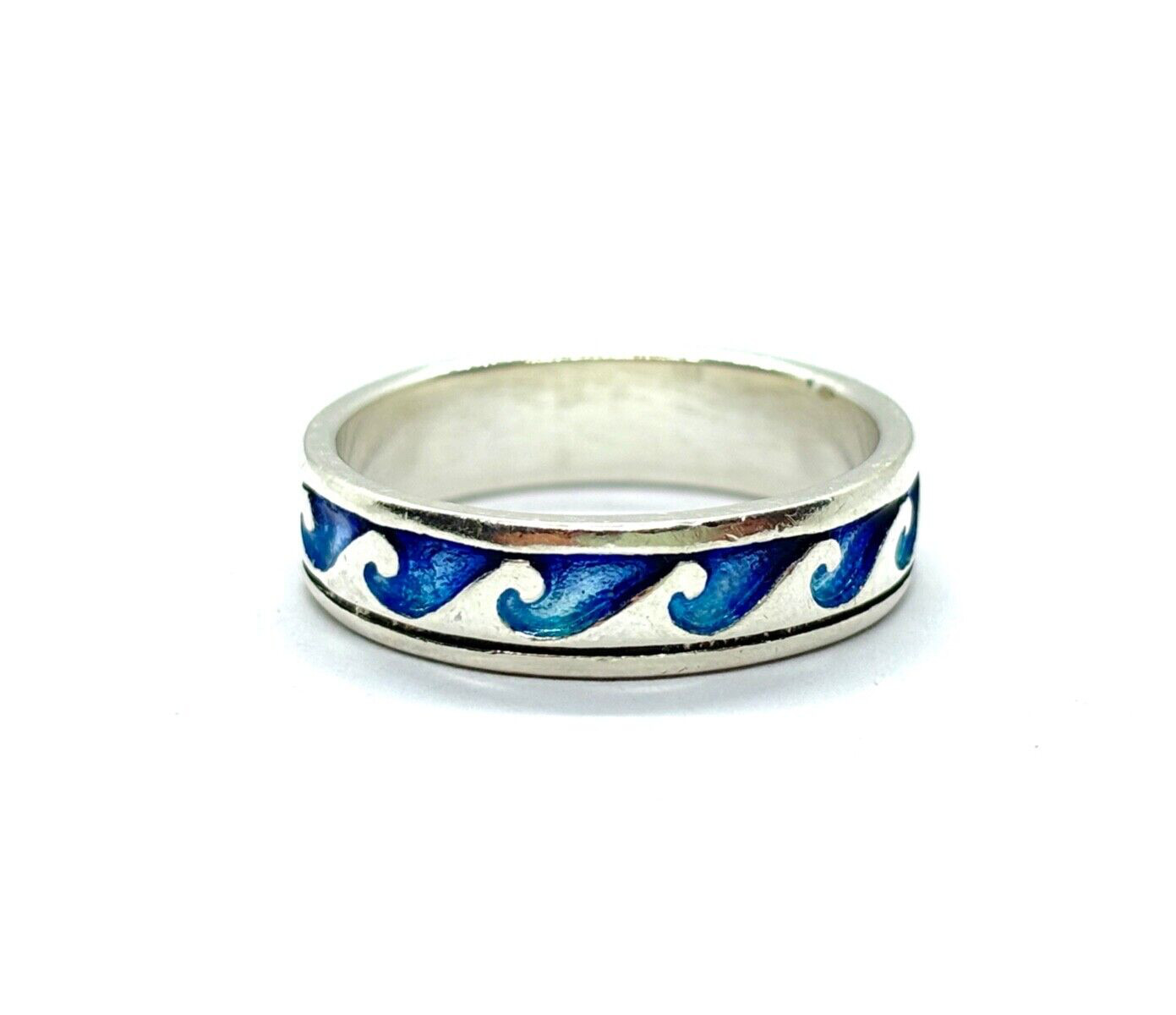 Vintage SHEILA FlEET BRECKON Sterling Silver Peacock Enamel Ring Size R1/2 (US 9