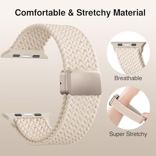 Braided Stretchy Band Compatible 38mm/40mm/41mm/(42mm-Series 11 10) Starlight