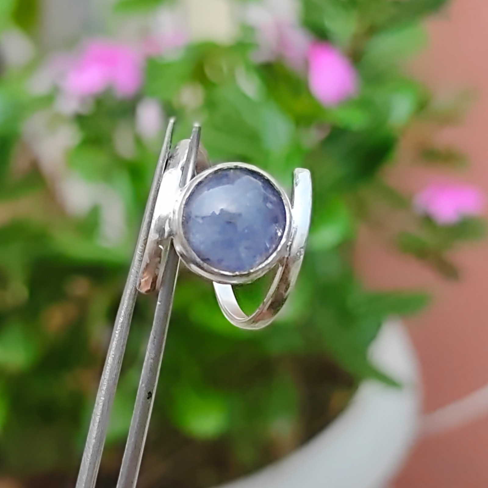 Rare Certified 26 Ct Natural Blue Tanzanite Cabochon Sterling Silver 925 Ring