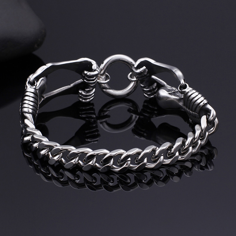 Pure Stainless steel Sexy skeleton design Link Chain bracelet Bangle Mens 8.26”
