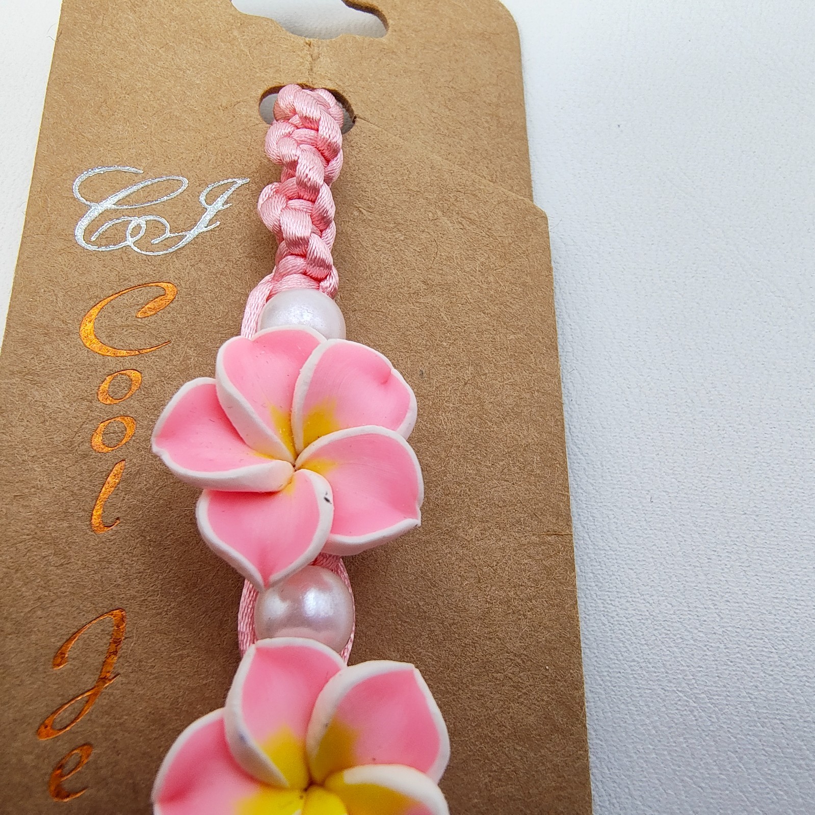 Hawaiian Pink Flower Bracelet Anklet Coastal Beach Tropical Resort Wear