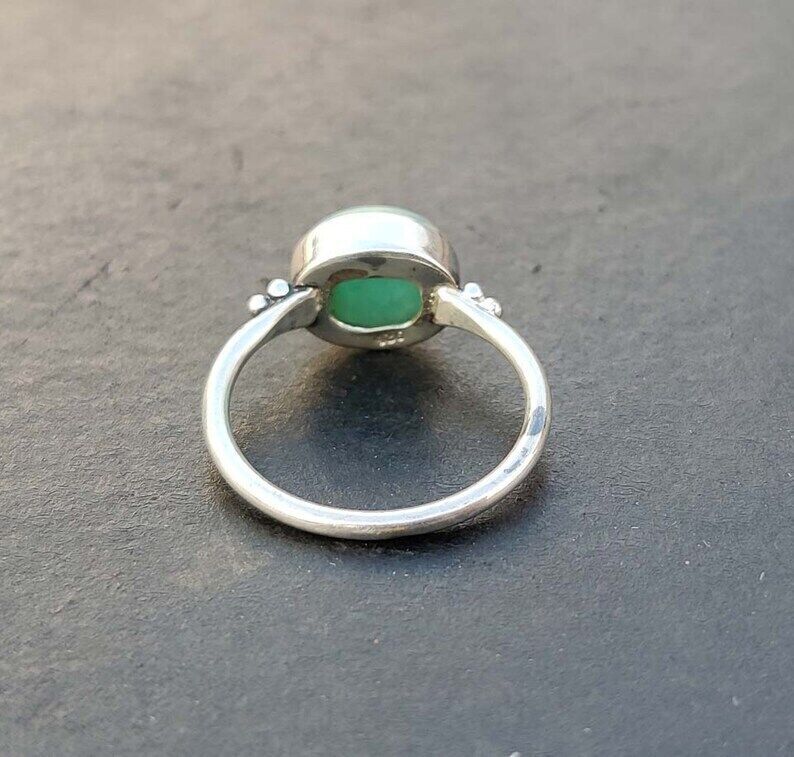 Solid 925 Silver Larimar Gemstone Ring Handmade Boho Women Ring All Size SR183