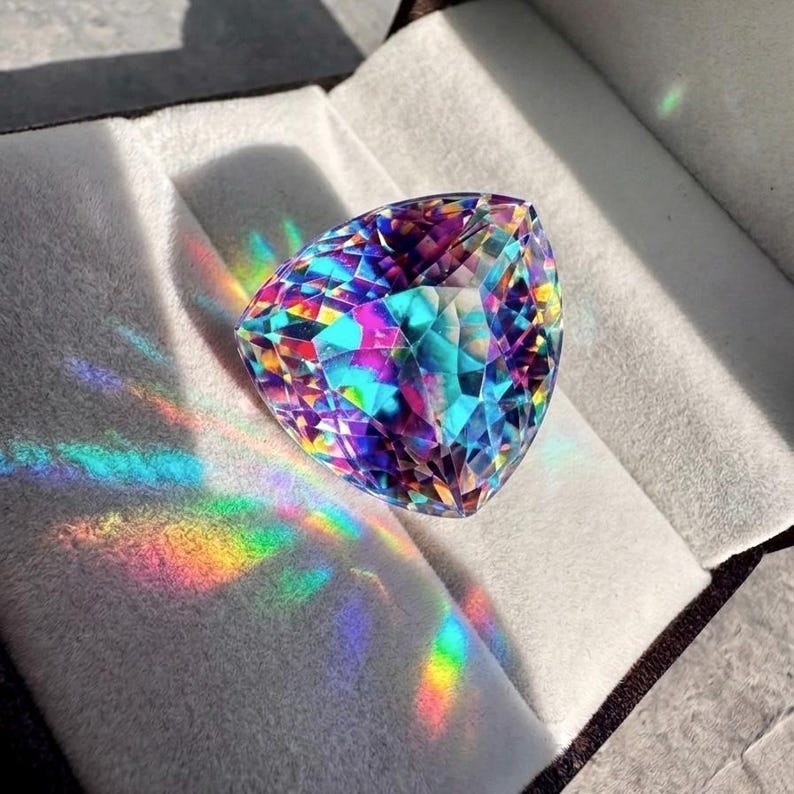 Natural Mystic Rainbow Topaz 50.70 Ct Trillion Cut Certified Loose Jewelry Gem