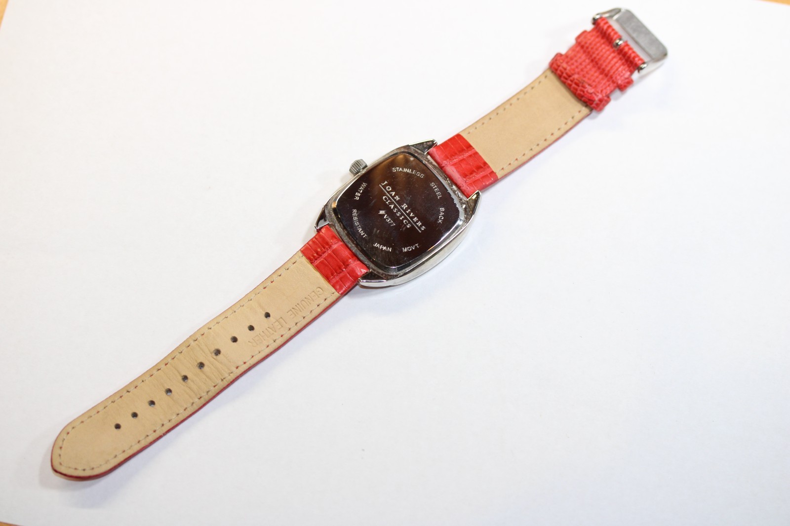 Joan Rivers Classics Watch Womens RED Leather Silver Tone Crystals V377 New Bat