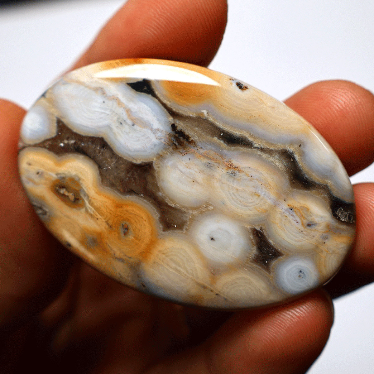 100 Cts Natural 8th Vein Ocean Jasper Hi-Grade 56mmx37mm Oval Cabochon Gemstone