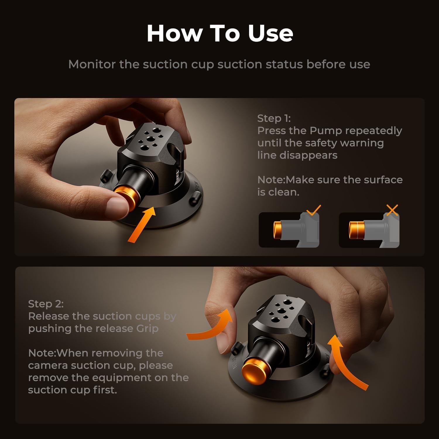 Triple Suction Cup Car Mount for Camera, Heavy Duty 3-in-1 Kit with 15° Curved