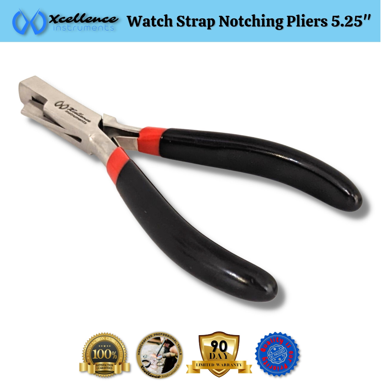Xcellence Leather & Rubber Watch Strap Notching Pliers Repair Tools 5.25″ Black