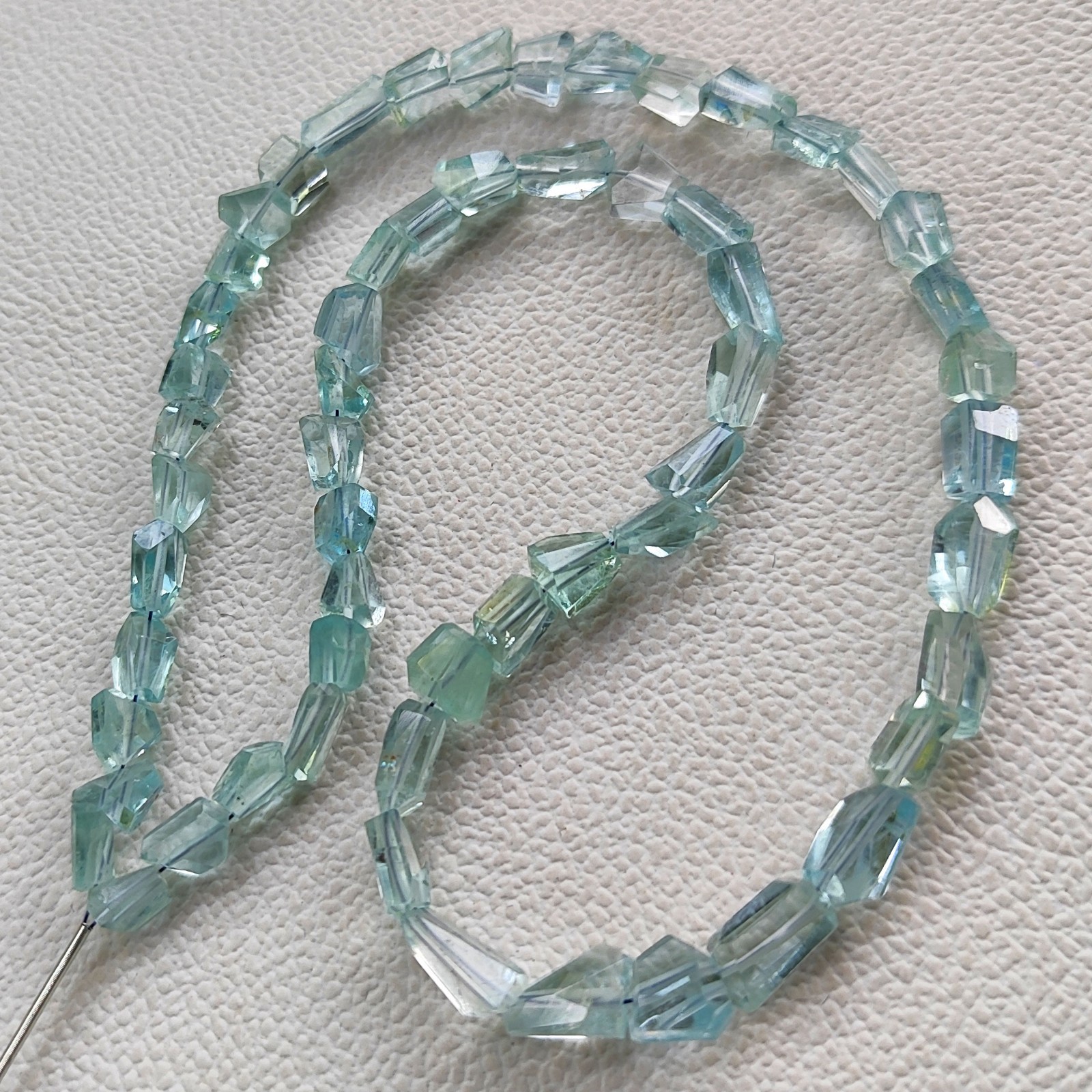 Natural Blue Aquamarine Faceted Nugget Beads 7-9mm 16″ Strand Brazil Jewelry DIY