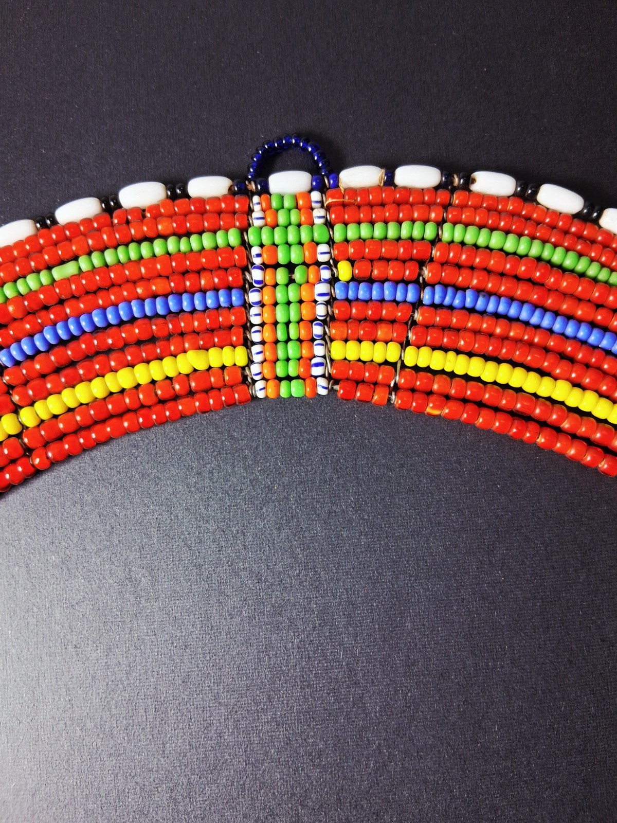 African Maasai Tribal Beaded Ceremonial Collar Necklace Kenya Vibrant Colors 12″