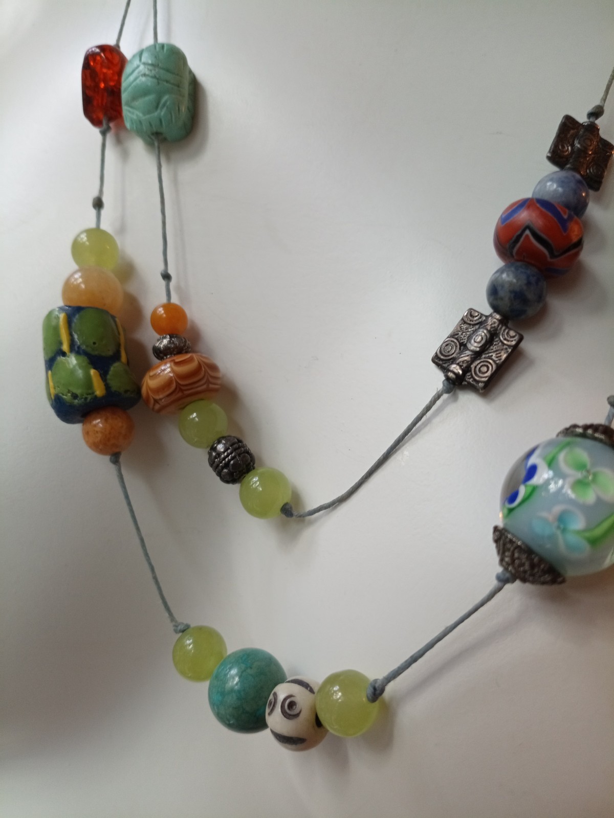 VNTG Artisan African Necklace with Various Beads&Gemstones. Read All Description