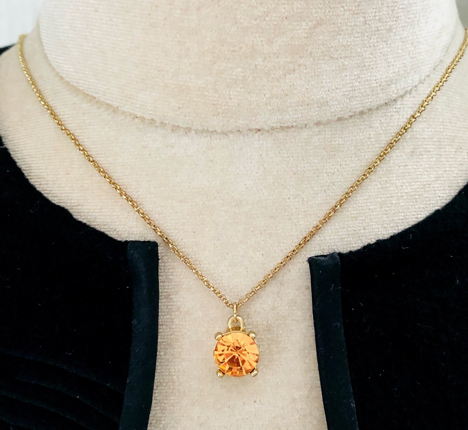 Faux Citrine Solitaire Necklace Dainty November Sagittarius Birthstone Jewelry