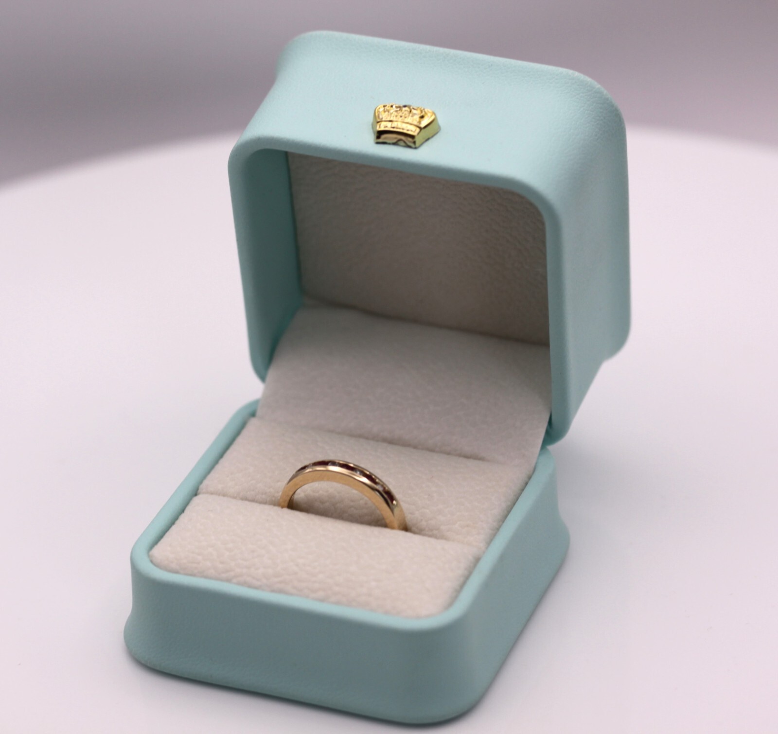 PU Leather Velvet Interior Teal Blue Color Jewelry Gift Proposal Ring Box