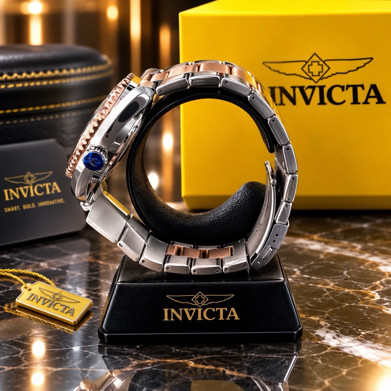 Invicta 69763 Automatic Watch w/ Skeleton Dial – 43mm, Silver, Rose Gold