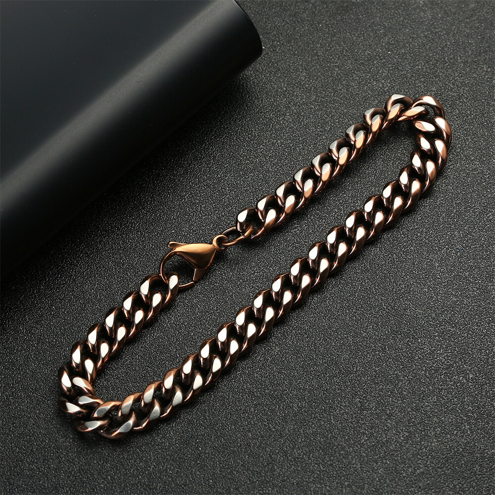 Stainless Steel Necklaces For Men Women Cuban Link Brown Basic Jewelry