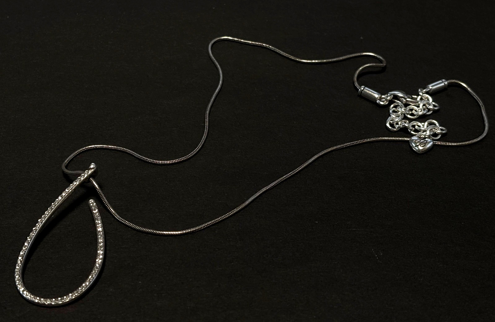 BRIGHTON Loopie Pave Add Charms/Beads Crystal Silver Pendant Necklace 16″/18″