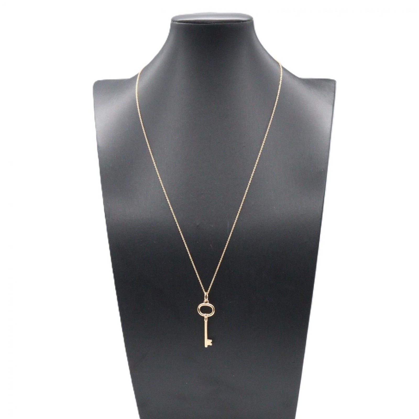 TIFFANY＆CO Oval Key Necklace Pendant 51cm 18KRG Pink Rose Gold Used Women