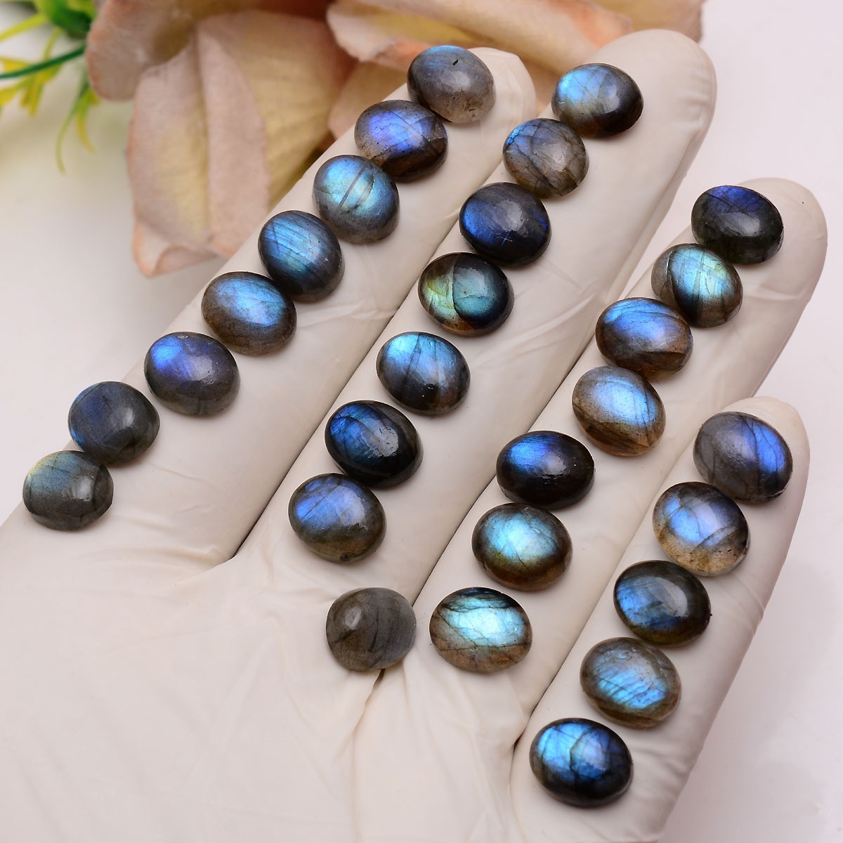 29 Pcs Natural Labradorite Blue Shine 11mmx9mm Oval Cabochon Loose Gemstones Lot