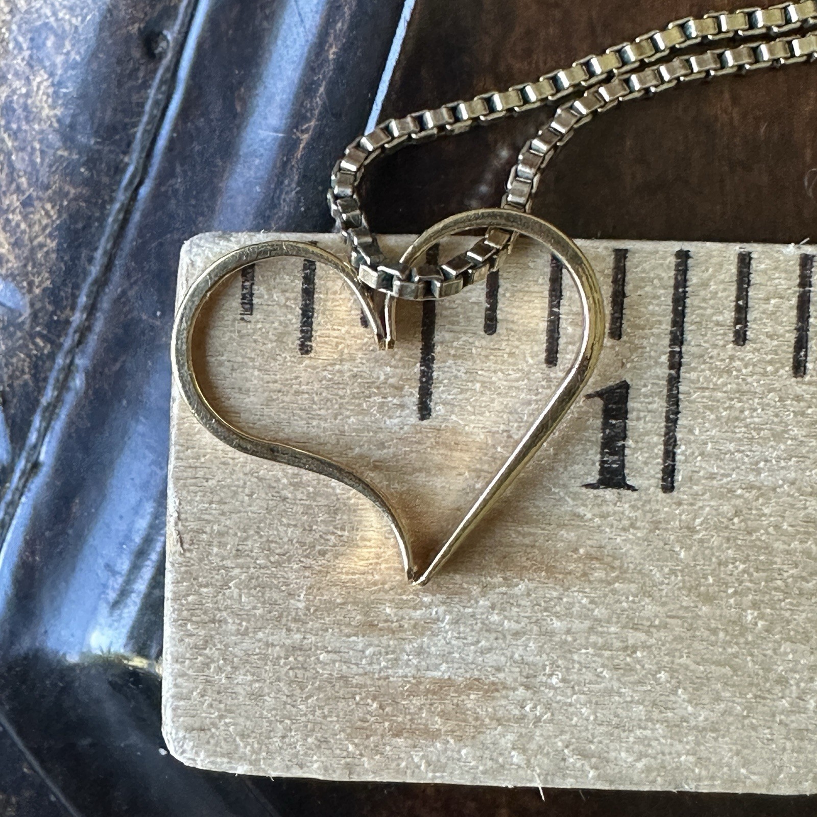 Vintage Pendant Necklace 15 Inch Open Heart 1/20 12k GF Gold Filled Box Chain