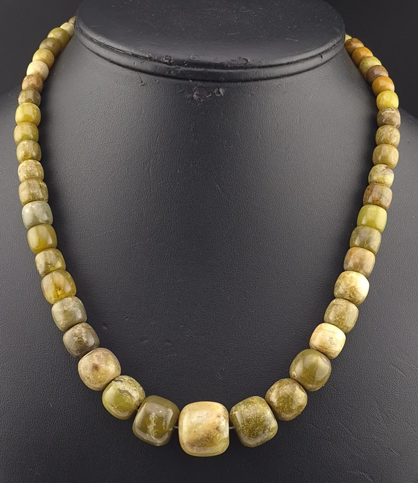 Mine Finds by Jay King Barrel Green Serpentine Bead 20″ Sterling Silver Necklace