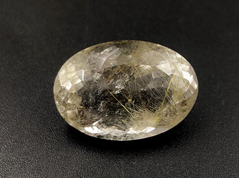 13.60 Ct Natural Rutilated Quartz Faceted Cut Oval 18.5x13mm Loose Gemstone W200