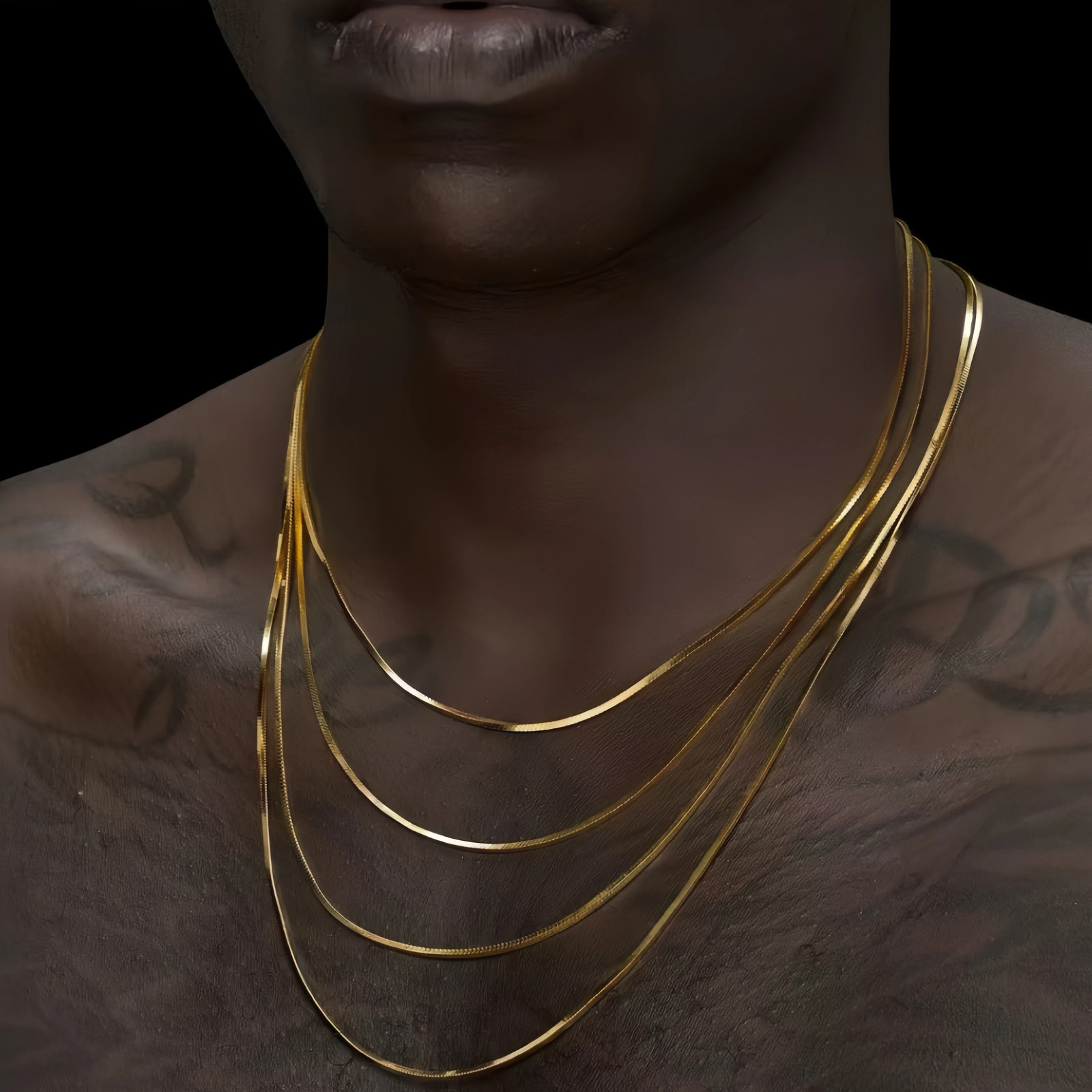 1.2mm Gold Color Plated Stainless Steel Chain Necklace Simple Square Snake Chain