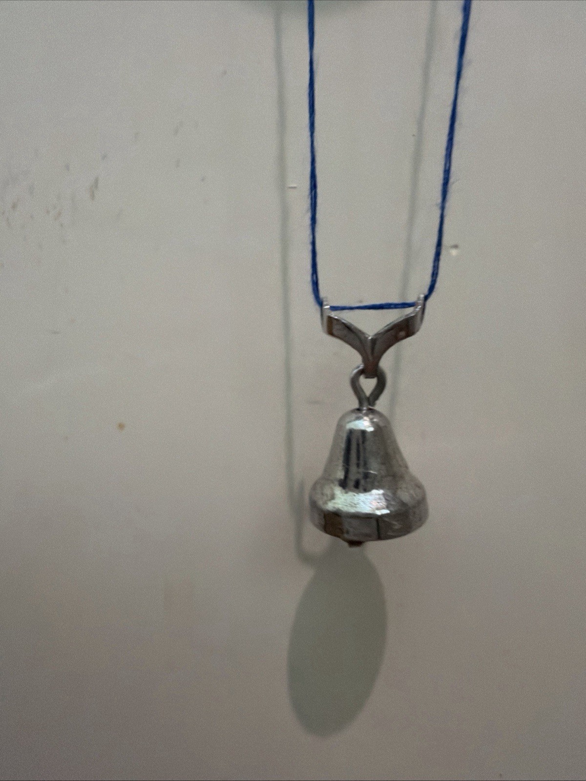 Vintage Small Bell Pendant Charm With Rhinestone Silver Tone (STERLING?)