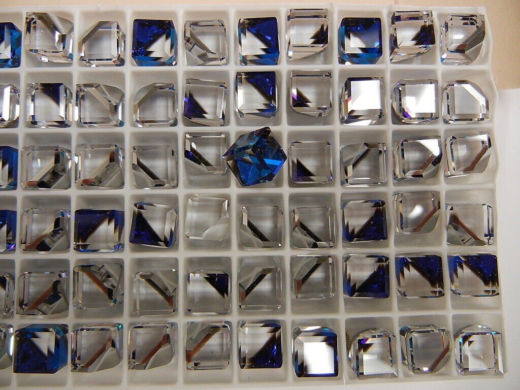 24 swarovski crystal 3/4 flatback cubes,8mm bermuda blue Z #4841