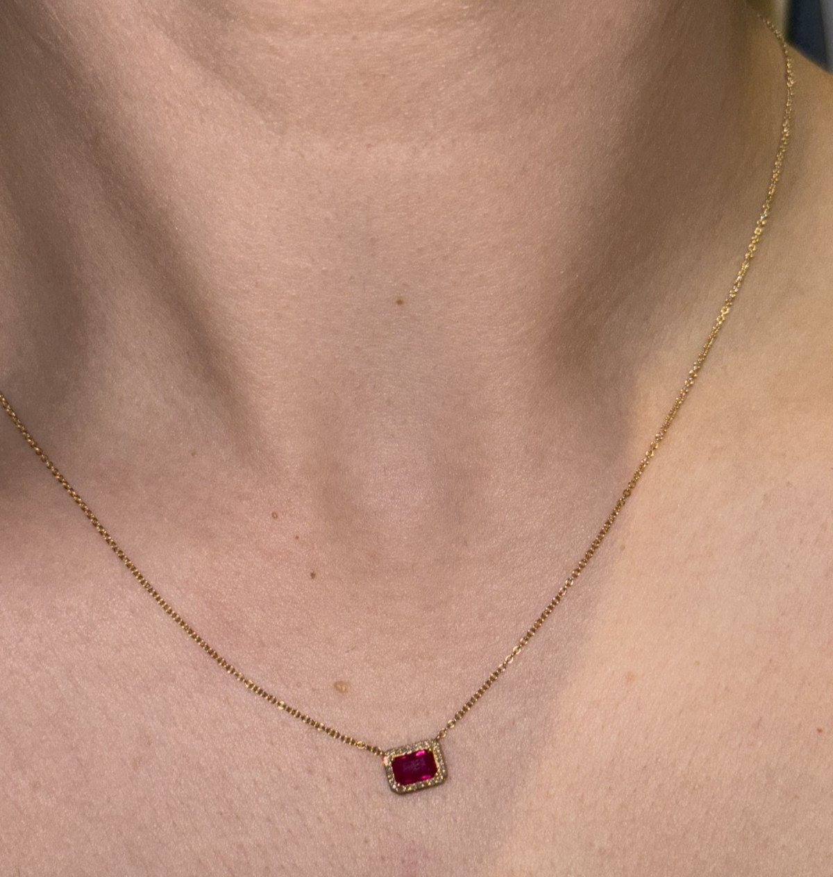 Brand New Lori Kassin Fine Jewels Pink Ruby and Diamond Necklace- Still in Box