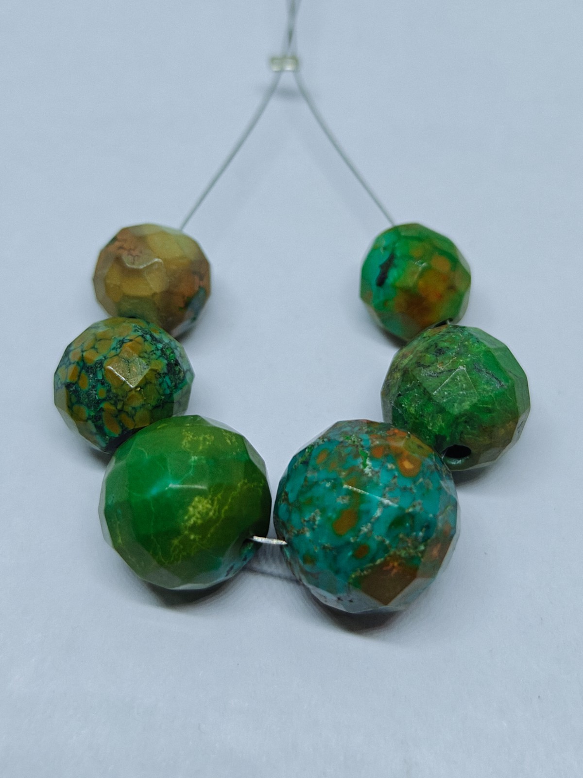 Genuine Natural Turquoise Faceted Round Beads, Loose Hubie Gemstone For Jewelry