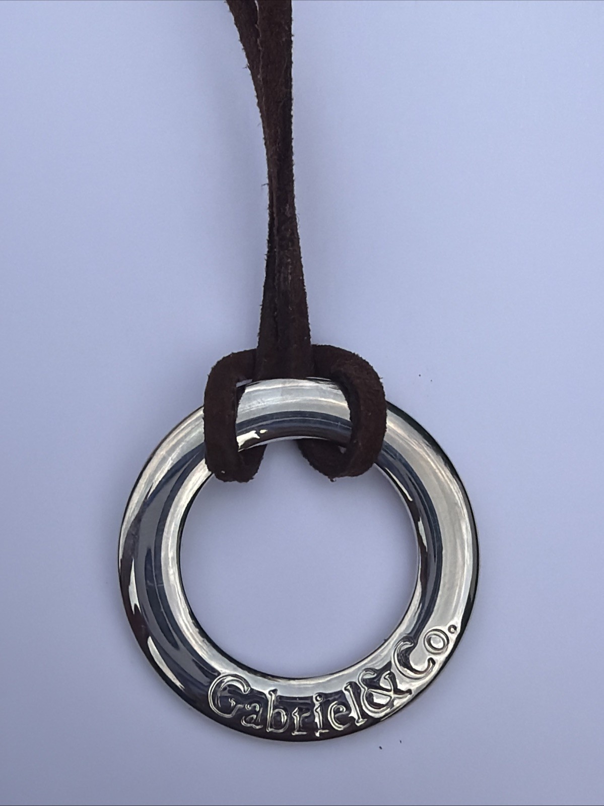 Gabriel & Co Silvertone Pendant With Brown Suede Necklace