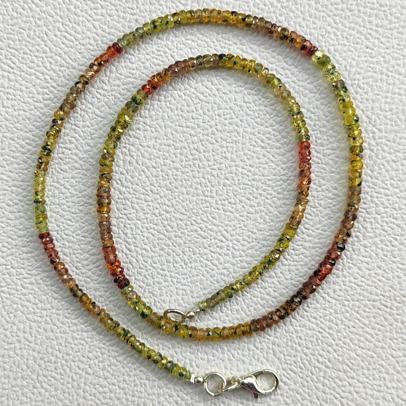 Songea 3.5mm Multi Sapphire Faceted Rondelle Gemstone Beads Necklace 17″