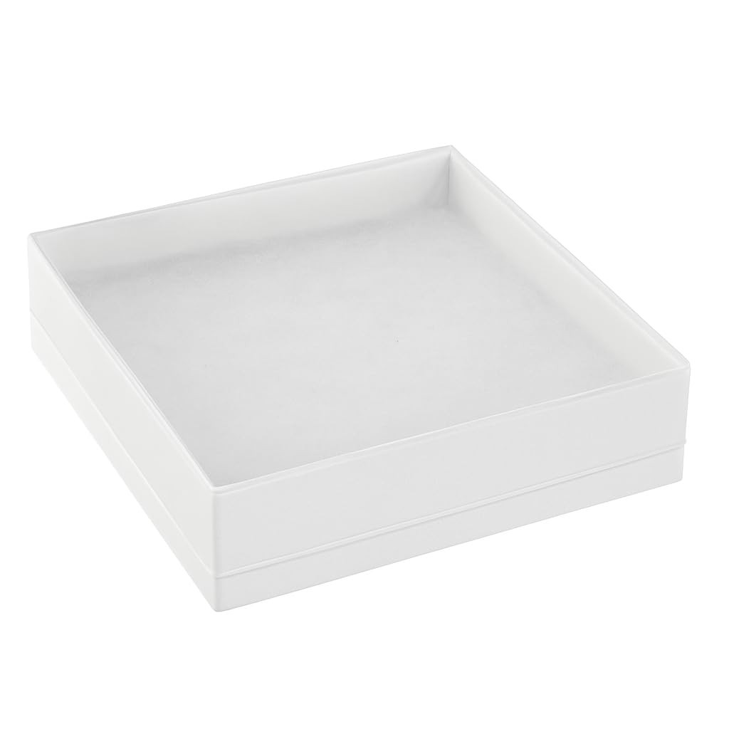 888 Display Pack of 50 Boxes of 3 1/2″ x 3 1/2″ x 7/8″ White Swirl with Clea…