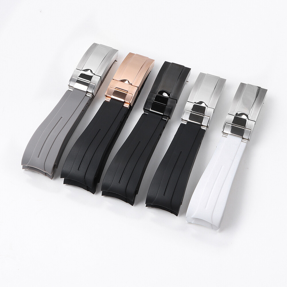New 20mm 21mm 22mm Silicone Rubber Watch Band Replacement Strap Butterfly Buckle
