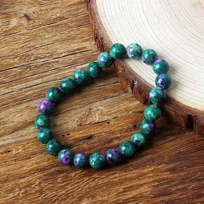 Natural Ruby Zoisite 8mm Beads Green Healing Reiki Gemstone Stretch Bracelet
