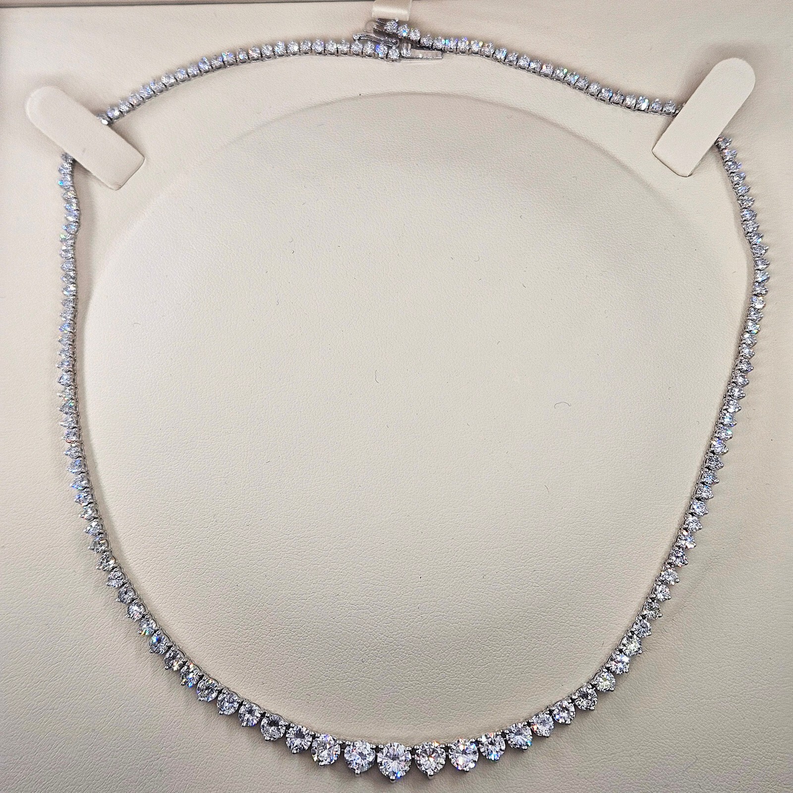 13.0ct Estate Graduated Round Diamond Riviera Tennis 14k White Gold Necklace